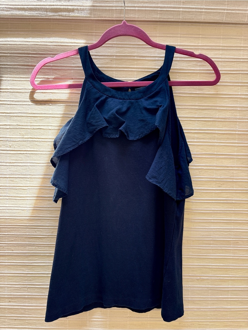 Maeve by Anthropologie Navy Ruffle Halter Top - L